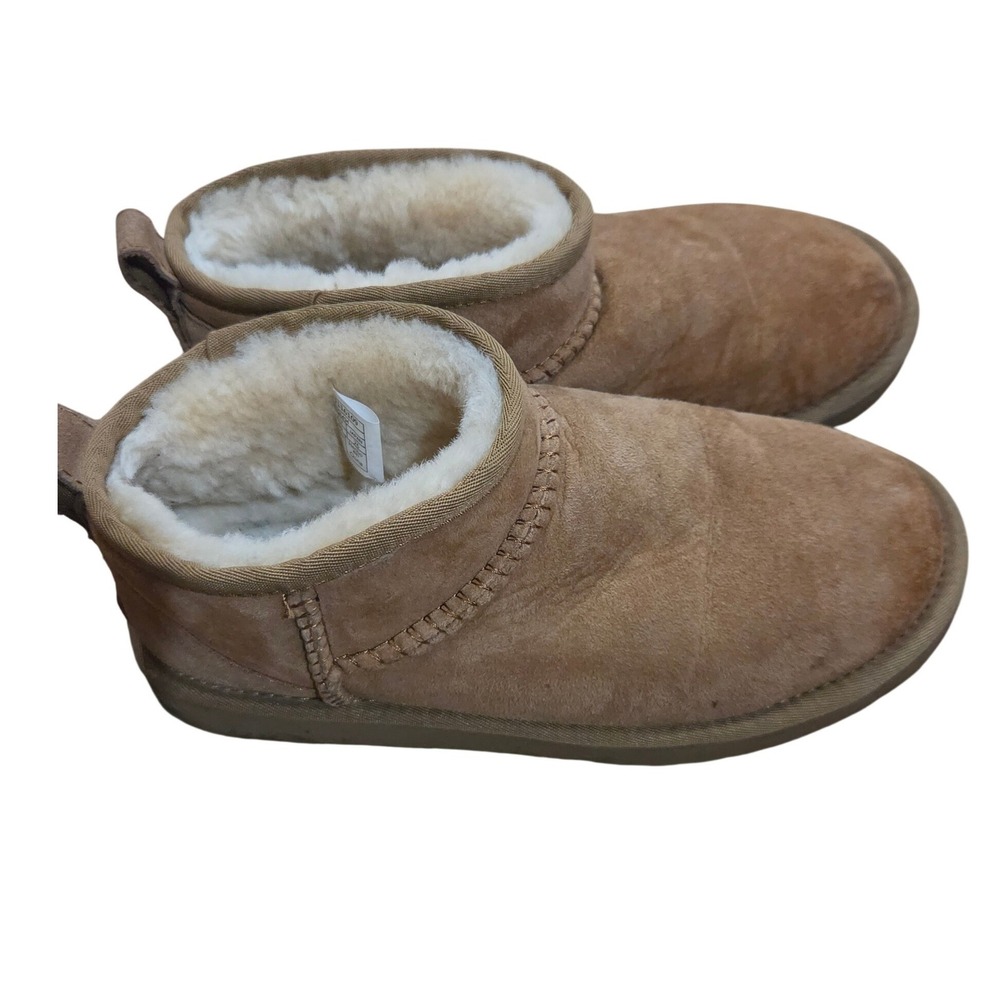 UGG Classic Ultra Mini Chestnut Suede Ankle Boots Shearling Cabin Soft Cozy 9